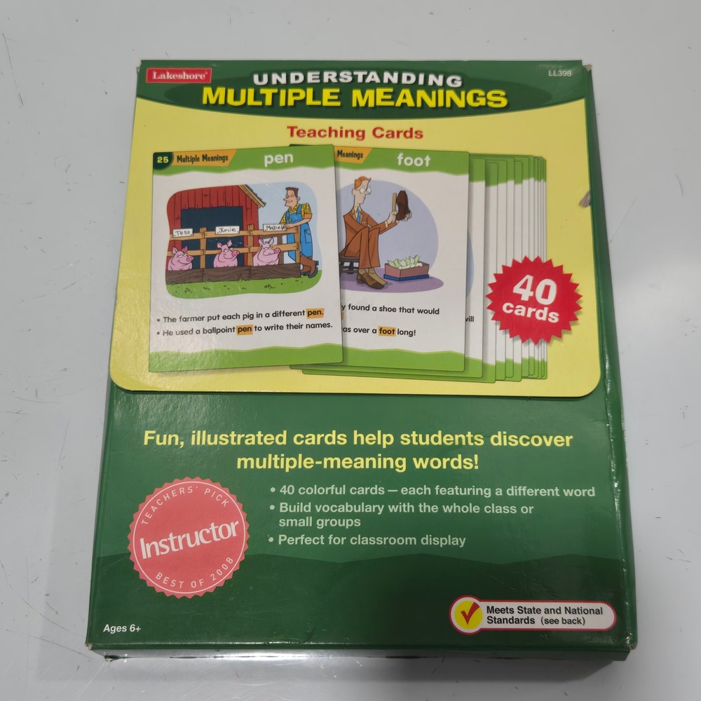 Lakeshore Understanding Multiple Meanings Teaching Cards LL398 Vocabulary 40ct